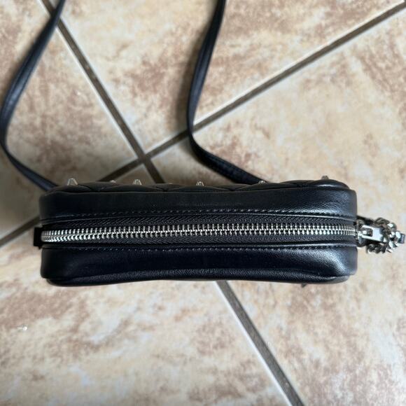 NWT REBECCA MINKOFF Quilted Studded Crossbody Black‎ Silver Hardware - Picture 5 of 13